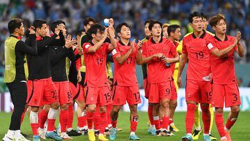 Jugadores de Corea del Sur en un partido del Mundial.