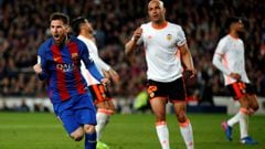 Messi celebra el gol con el que hac&iacute;a su doblete cien.