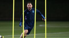 Leo Messi, en un entrenamiento con Argentina.