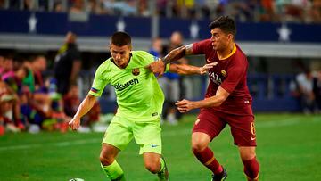Sergi Palencia en amistoso del Barcelona vs Roma. Firmó por LAFC para MLS 2023.