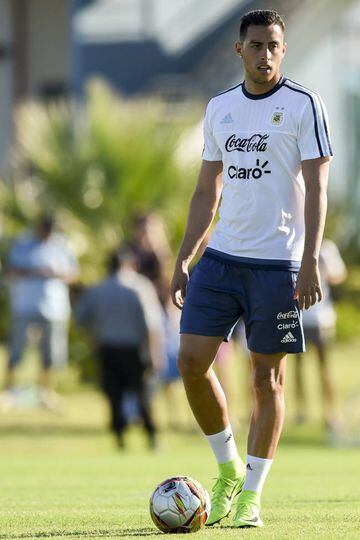 Ramiro Funes Mori takes part during a training session in Ezeiza, Buenos Aires before the Bolivia game.