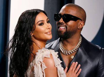Kim Kardashian and Kanye West attend the Vanity Fair Oscar party in Beverly Hills during the 92nd Academy Awards.
