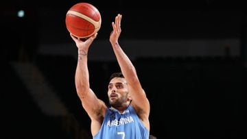SAITAMA, JAPAN - JULY 29: Facundo Campazzo #7 of Team Argentina takes a jump shot against Spain during the second half of a Men&#039;s Preliminary Round Group C game on day six of the Tokyo 2020 Olympic Games at Saitama Super Arena on July 29, 2021 in Saitama, Japan. (Photo by Gregory Shamus/Getty Images)