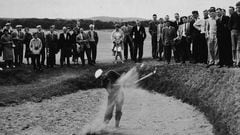 American golfer Arnold Palmer drives out of a sand trap during the British Open Championship on the St. Andrews course