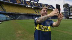 Buffarini luce los colores de Boca Juniors en La Bombonera.