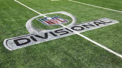 A detailed view of the divisional round logo prior to the NFC Divisional Playoff game.
