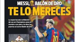 Portada del Diario Sport del día 15 de septiembre de 2016.