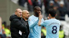 Soccer Football - Premier League - West Ham United v Manchester City - London Stadium, London, Britain - April 29, 2018   Manchester City&#039;s Yaya Toure comes on as a substitute to replace Ilkay Gundogan    Action Images via Reuters/John Sibley    EDIT