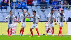 MEXICO CITY, MEXICO - JANUARY 14: German Berterame (C) of Monterrey celebrates with teammates after scoring the team's first goal during the 2nd round match between Cruz Azul and Monterrey as part of the Torneo Clausura 2023 Liga MX at Azteca Stadium on January 14, 2023 in Mexico City, Mexico. (Photo by Mauricio Salas/Jam Media/Getty Images)