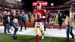 SANTA CLARA, CALIFORNIA - JANUARY 22: Brock Purdy #13 of the San Francisco 49ers runs off the field after defeating the Dallas Cowboys 19-12 in the NFC Divisional Playoff game at Levi's Stadium on January 22, 2023 in Santa Clara, California.   Lachlan Cunningham/Getty Images/AFP (Photo by Lachlan Cunningham / GETTY IMAGES NORTH AMERICA / Getty Images via AFP)