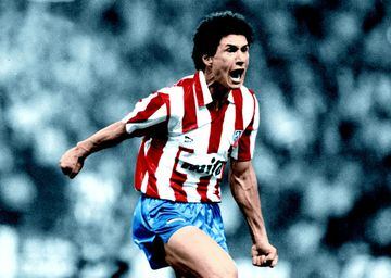 Hizo la friolera de 35 goles en 36 partidos en la temporada 1988-89. Fue un rematador puro, un hombre de área. Estuvo dos temporadas y se marchó al inicio de la tercera. Las cifras lo dicen todo: en total jugó 93 partidos con el Atlético y marcó 61 goles.