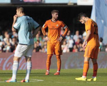 Sergio Ramos (centre) and Isco (right) look dejected during Real's defeat to Celta in May 2014.