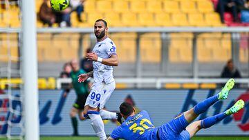 LECCE, ITALY - APRIL 16: Rodriguez Jesé of Sampdoria scores a goal during the Serie A match between US Lecce and UC Sampdoria at Stadio Via del Mare on April 16, 2023 in Lecce, Italy. (Photo by Simone Arveda/Getty Images)