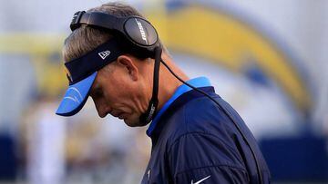 SAN DIEGO, CA - JANUARY 01: Head coach Mike McCoy looks down during the second half of a game against the Kansas City Chiefs at Qualcomm Stadium on January 1, 2017 in San Diego, California.   Sean M. Haffey/Getty Images/AFP == FOR NEWSPAPERS, INTERNET, TELCOS &amp; TELEVISION USE ONLY ==