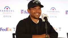 LA JOLLA, CALIFORNIA - JANUARY 23: Xander Schauffele addresses the media after the Pro-Am round of the Farmers Insurance Open at Torrey Pines Golf Course on January 23, 2024 in La Jolla, California.   Sean M. Haffey/Getty Images/AFP (Photo by Sean M. Haffey / GETTY IMAGES NORTH AMERICA / Getty Images via AFP)