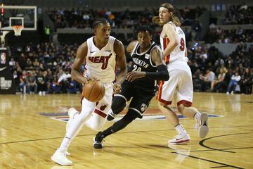 Basketball - NBA Global Games - Brooklyn Nets v Miami Heat - Arena Mexico, Mexico City, Mexico December 9, 2017. Josh Richardson of Miami Heat and Rondae Hollis-Jefferson of Brooklyn Nets in action. REUTERS/Edgard Garrido