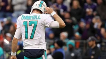 BALTIMORE, MD - DECEMBER 4: Quarterback Ryan Tannehill #17 of the Miami Dolphins looks on against the Baltimore Ravens in the fourth quarter at M&amp;T Bank Stadium on December 4, 2016 in Baltimore, Maryland.   Patrick Smith/Getty Images/AFP == FOR NEWSPAPERS, INTERNET, TELCOS &amp; TELEVISION USE ONLY ==