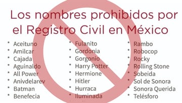 ¿Existe una lista de nombres prohibidos por el Registro Civil en México?