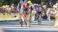 Richie Porte rueda durante la etapa de La Planche des Belles Filles en el Tour de Francia 2017.