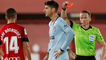 Morata set to miss Madrid derby, after Atlético striker sees red at Mallorca