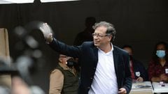 BOGOTA, COLOMBIA - MAY 29: Presidential Candidate, Gustavo Petro, votes at the polling station during the presidential elections in Bogota, Colombia, May 29, 2022. (Photo by Juancho Torres/Anadolu Agency via Getty Images)