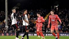Fulham's Rodrigo Muniz reacts to a missed chance during the Premier League match at Craven Cottage, London. Picture date: Tuesday January 30, 2024. (Photo by Adam Davy/PA Images via Getty Images)