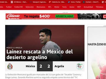 Las portadas internacionales del empate entre México y Argelia