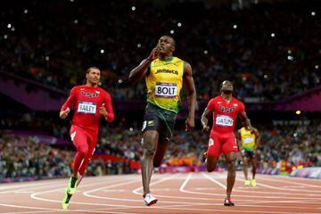 Bolt takes gold at the London Olympics four years ago.