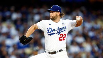 LOS ANGELES, CALIFORNIA - JUNE 02: Clayton Kershaw #22 of the Los Angeles Dodgers throws against the New York Yankees in the third inning at Dodger Stadium on June 02, 2023 in Los Angeles, California.   Ronald Martinez/Getty Images/AFP (Photo by RONALD MARTINEZ / GETTY IMAGES NORTH AMERICA / Getty Images via AFP)