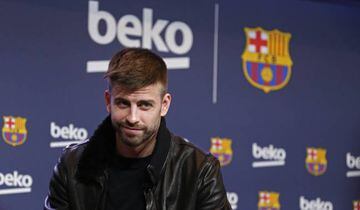 Gerard Pique during the presentation of the sponsorship agreement with the company Beko, on 15th February 2018, in Barcelona, Spain.