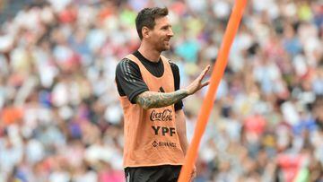Messi durante un entrenamiento de la Selecci&oacute;n Argentina en San Mam&eacute;s. 