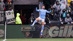 PORTLAND, OREGON - DECEMBER 11: Valentin Castellanos #11 of New York City celebrates a goal against the Portland Timbers during the first half of the 2021 MLS Cup final at Providence Park on December 11, 2021 in Portland, Oregon.   Steph Chambers/Getty Images/AFP == FOR NEWSPAPERS, INTERNET, TELCOS &amp; TELEVISION USE ONLY ==