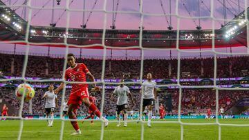 FRANKFURT AM MAIN, GERMANY - AUGUST 05: Jamal Musiala of FC Bayern München scores his team's fourth goal during the Bundesliga match between Eintracht Frankfurt and FC Bayern München at Deutsche Bank Park on August 5, 2022 in Frankfurt am Main, Germany. (Photo by Harry Langer/DeFodi Images via Getty Images)