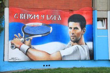 Uno de los murales del barrio que están dedicados a Dojokovic.