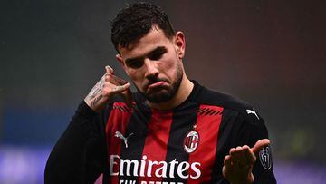 AC Milan&#039;s French defender Theo Hernandez celebrates after scoring during the Italian Serie A football match AC Milan vs Lazio Rome on December 23, 2020 at the San Siro stadium in Milan. (Photo by Marco BERTORELLO / AFP)