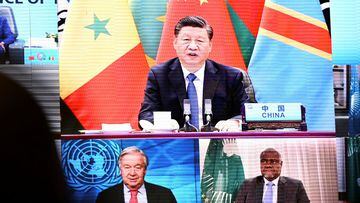 China&#039;s President Xi Jinping gives a speech via video link at the opening of the Forum on China-Africa Cooperation, (FOCAC) in Dakar, Senegal November 29, 2021.
