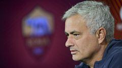 ROME, ITALY - OCTOBER 30: AS Roma coach Jos&egrave; Mourinho during press conference at Centro Sportivo Fulvio Bernardini on October 30, 2021 in Rome, Italy. (Photo by Luciano Rossi/AS Roma via Getty Images)