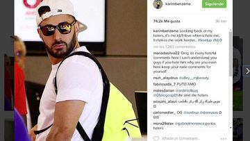 El post de Karim Benzema en su instagram.