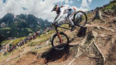 Camille Balanche performs at UCI DH World Cup in Leogang, Austria on June 11, 2022 // Bartek Wolinski / Red Bull Content Pool // SI202206110516 // Usage for editorial use only // 