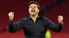AMSTERDAM, NETHERLANDS - MAY 08: Mauricio Pochettino, Manager of Tottenham Hotspur celebrates victory after the UEFA Champions League Semi Final second leg match between Ajax and Tottenham Hotspur at the Johan Cruyff Arena on May 08, 2019 in Amsterdam, Netherlands. (Photo by Dan Mullan/Getty Images )