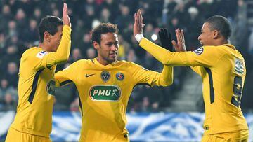 Mbappé, Neymar y Di Maria aplastan al Rennes en la Copa