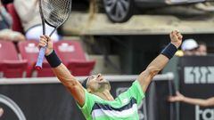 David Ferrer of Spain reacts after winning the singles final match of the Swedish Open ATP tennis tournament against Alexandr Dolgopolov of Ukraine 6-4, 6-4 in Bastad, Sweden, July 23, 2017. / AFP PHOTO / TT News Agency / Adam IHSE / Sweden OUT