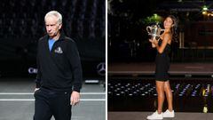 El extenista estadounidense John McEnroe y la tenista brit&aacute;nica y campeona del US Open 2021 Emma Raducanu.