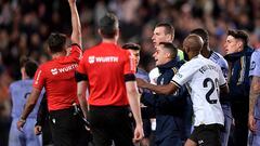 Soccer Football - LaLiga - Valencia v Real Madrid - Mestalla, Valencia, Spain - March 2, 2024 Real Madrid's Jude Bellingham is shown a red card by referee Jesus Gil Manzano after the match REUTERS/Pablo Morano