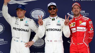 Bottas, Hamilton y Vettel tras la clasificación de Suzuka.