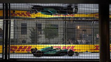 Formula One F1 - Singapore Grand Prix - Marina Bay Street Circuit, Singapore - September 15, 2023 A reflection of Aston Martin's Fernando Alonso is seen during practice REUTERS/Caroline Chia