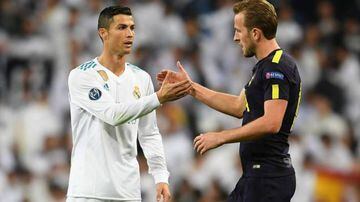 Ronaldo and Kane at the end of Real Madrid v Tottenham Hotspur