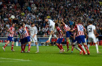 Sergio Ramos equalises for Real Marid in the 2014 Champions League Final.
