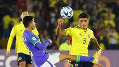 Kevin Mantilla en un partido de la Selección Colombia Sub 20.