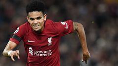 Liverpool (United Kingdom), 04/10/2022.- Luis Diaz of Liverpool FC in action during the UEFA Champions League group A soccer match between Liverpool FC and Rangers FC in Liverpool, Britain, 04 October 2022. (Liga de Campeones, Reino Unido) EFE/EPA/Peter Powell
